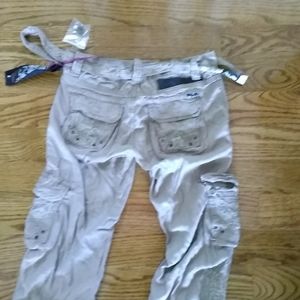 Miss Me linen cargo embroidery pants  jeans size small new